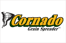 Cornado Grain Spreader logo with tornado graphic.
