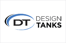 Design Tanks logo with blue swoosh.